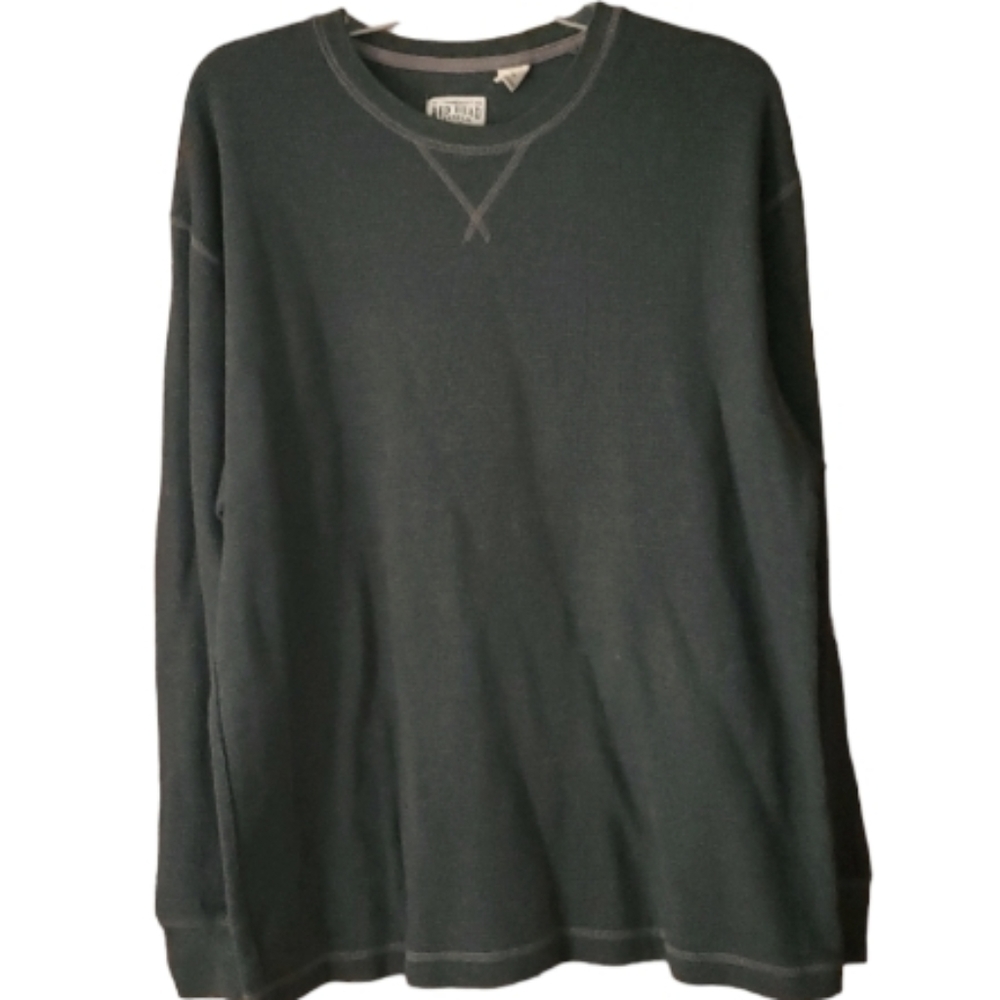 Red Head Brand Thermal Waffle Weave Long Sleeve Forest Green Top Size Large